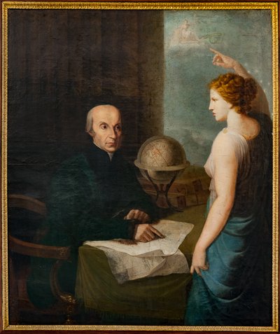 Portrait of Astronomer Giuseppe Piazzi, The Astronomical Observatory "Giuseppe Piazzi", the Pisana Tower by Italian School