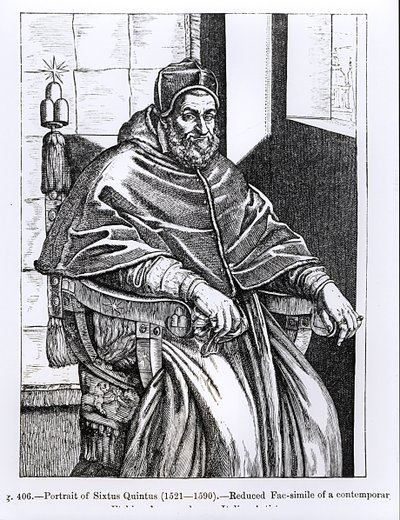 Portrait of Pope Sixtus V, illustration from 