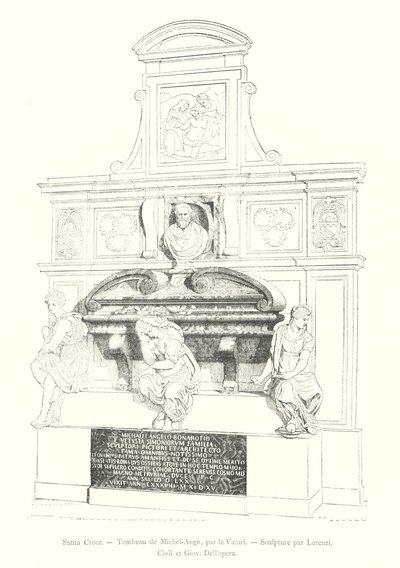 Santa Croce, Tomb of Michelangelo, by Vasari, Sculpture by Lorenzi, Cioli, and Giov Dell