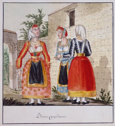 Sardinian women in costumes from Campidano, Luzzetti Collection by Italian School