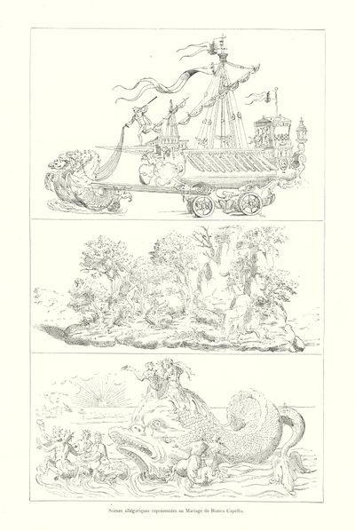 Allegorical Scenes Represented at the Marriage of Bianca Capello (engraving) by Italian School
