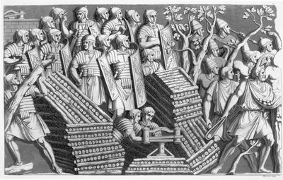 Soldiers, Possibly Building a Pontoon Bridge or Siege Engine, Possibly from Trajan