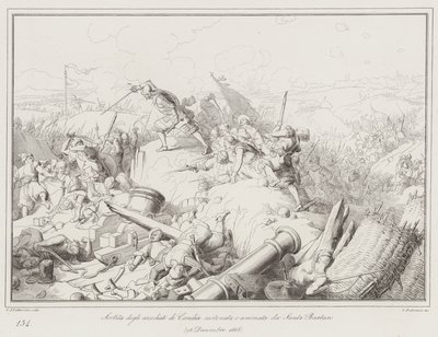 Sortie of the besieged of Candia supported and encouraged by Sante Barbaro by Italian School