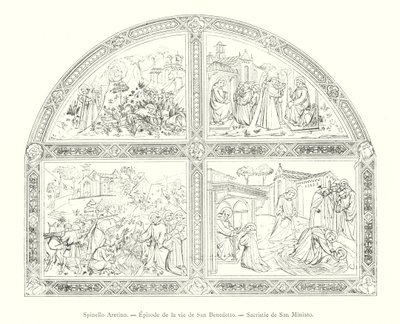 Spinello Aretino, Episode from the Life of San Benedetto, Sacristy of San Miniato (engraving) by Italian School