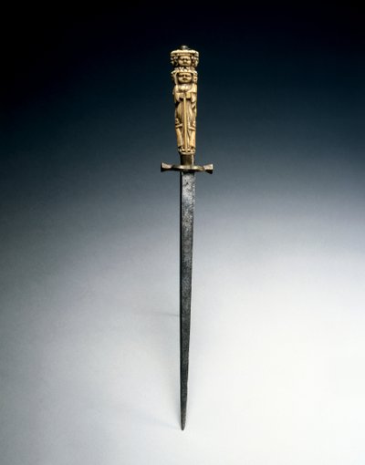 Stiletto with grip fashioned as figures of Charity, Justice, and Hope by Italian School