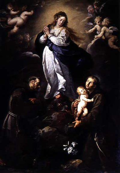 The Immaculate Conception, flanked by SS Francis and Anthony by Italian School
