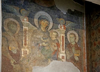 The Virgin and Child between St Cosmas and St Damian by Italian School