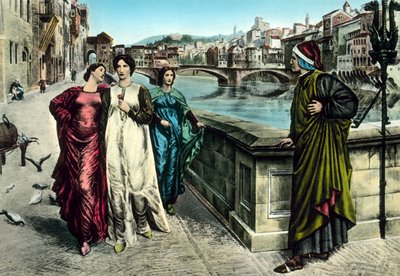 The Meeting of Dante and Beatrice by Italian School