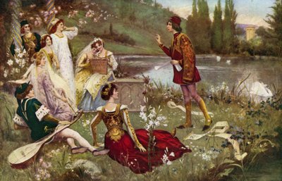 The telling of one of the Decameron stories by Italian School