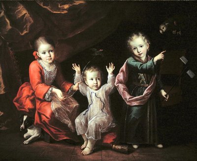 Three Children in an Interior Surrounded by their Pets, c.1680 by Italian School