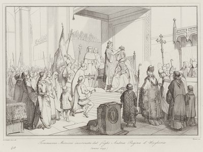 Tommasina Morosini crowned by her son Andrea as Queen of Hungary by Italian School