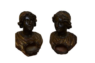 Two Polychromed and Gilded Reliquary Busts by Italian School