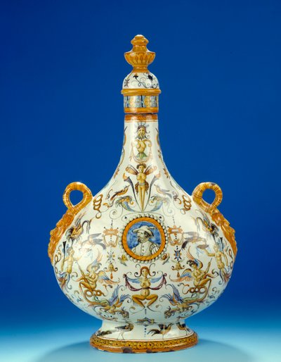 Vase in the Shape of a Gourd in Majolica by Italian School