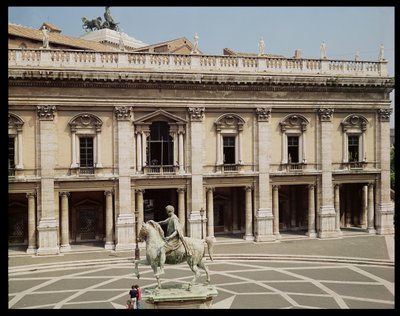 View of the Palazzo Nuovo and the Equestrian Statue of Marcus Aurelius by Italian School