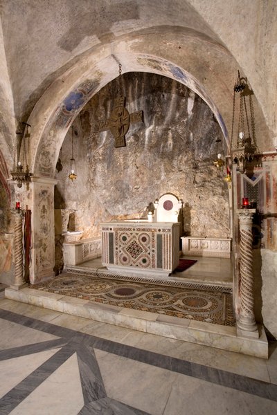 View of the Presbytery of the Upper Church with the Main Altar in Cosmatesque Style, Monastery of Saint Benedetto, Subiaco, Rome, Italy by Italian School