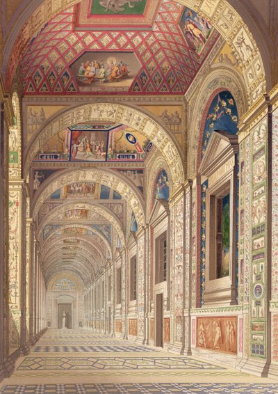 View of the second floor Loggia at the Vatican, with decoration by Raphael, from Delle Loggie di Rafaele nel Vaticano by Italian School