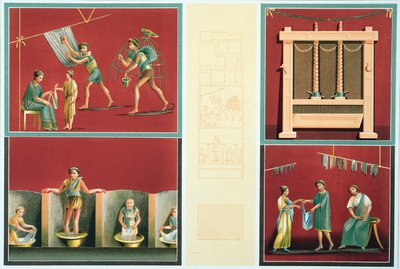 Washing and drying laundry, copy from a Pompeiian fresco by Italian School