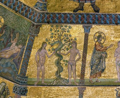 Adam, Eve, and the Snake by Italian school