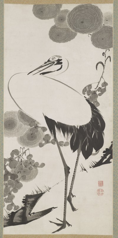 Crane, Hanging Scroll, Edo Period by Ito Jakuchu