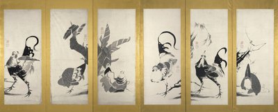 One of a Pair of Folding Screens by Ito Jakuchu