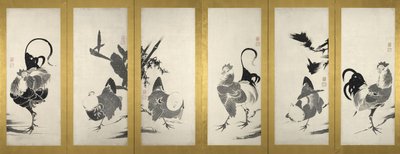 One of a Pair of Folding Screens by Ito Jakuchu