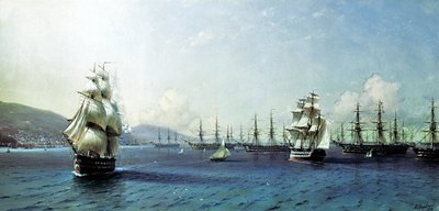 Black Sea Fleet in the Bay of Theodosia, Just Before the Crimean War by Ivan Aivazovsky