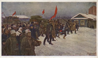 Demonstration of Soldiers and Workers during the 1917 February Revolution in Russia by Ivan Alexeyevich (after) Vladimirov