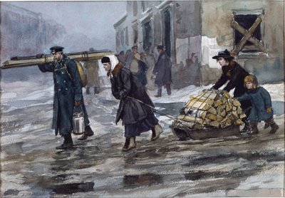 A Family of an Engineer Dragging Home Some Fuel by Vladimirov, Ivan Alexeyevich by Ivan Alexeyevich Vladimirov