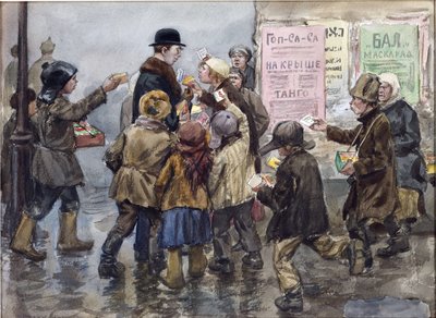 A foreigner attacked by cigarette sellers in Petrograd by Ivan Alexeyevich Vladimirov