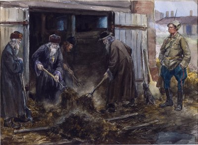 A Group of Russian Priests Forced to Clear the Barrack Stables by Ivan Alexeyevich Vladimirov by Ivan Alexeyevich Vladimirov