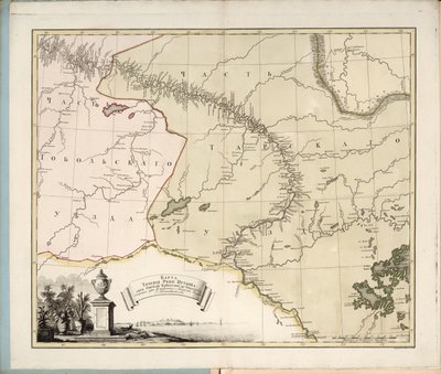 Map of the flow of the Irtysh River from Omsk fortress into Tobolsk, 1780 by Ivan Ivanovich Islenyev