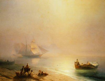 Fisherfolk on the Seashore, The Bay of Naples by Ivan Konstantinovich Aivazovsky