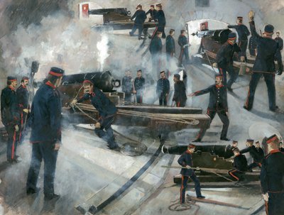Gun Crew, Dartmouth Point Battery Casemates at Dartmouth Castle in the Late Nineteenth Century by Ivan Lapper