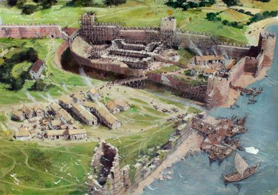 Reconstructed View of the Tower of London from the South West as it Might Have Looked in the 1070s or 1080s While the White Tower was in the Early Stages of Construction by Ivan Lapper