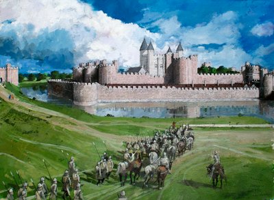 Reconstructed View of the Tower of London, Showing King Edward I