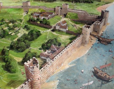 Reconstructed View of the South-East Corner of Roman London and the Future Site of the Tower of London as it Might Have Looked in About AD 400 by Ivan Lapper