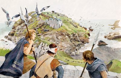 Tintagel Castle in 1230 AD by Ivan Lapper