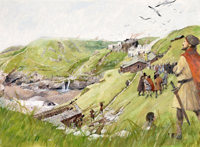 Tintagel Castle in Medieval Times by Ivan Lapper