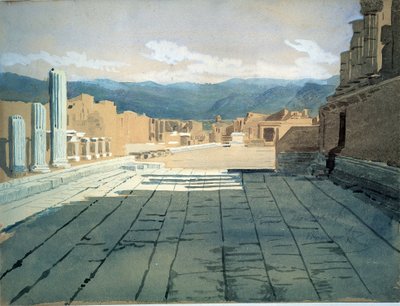 View of the forum ruins in Pompeii, in the Bay of Naples, before Mount Vesuvius. Work by Ivan Nikolayevich Kramskoi by Ivan Nikolaevich Kramskoy
