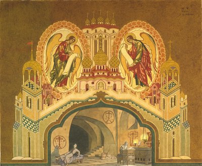 Chudov Monastery. Stage Design for the Opera Boris Godunov by M. Musorgsky, 1930 by Ivan Yakovlevich Bilibin