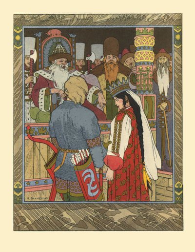 Illustration for the Fairy Tale of Ivan Tsarevich, the Firebird, and the Gray Wolf, 1902 by Ivan Yakovlevich Bilibin