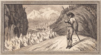 A Man on a Snowfield Leaning on a Long Staff by J.F. Clemens
