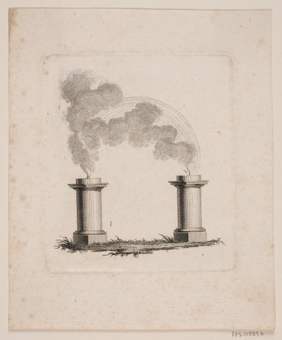 Vignette Depicting Two Altars from Which Smoke Rises and Merges by J.F. Clemens