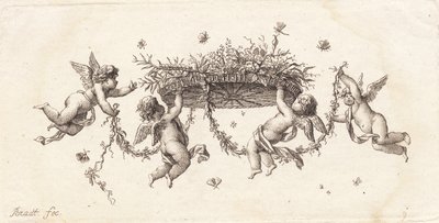 Vignette with Twisted Leaves and Ribbon by J.F. Clemens