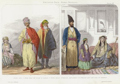 Caucasian Race, Kurds, Persians (coloured engraving) by J.L. (after) Williams