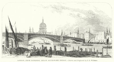 London, from Bankside, below Southwark Bridge by J.L. (after) Williams