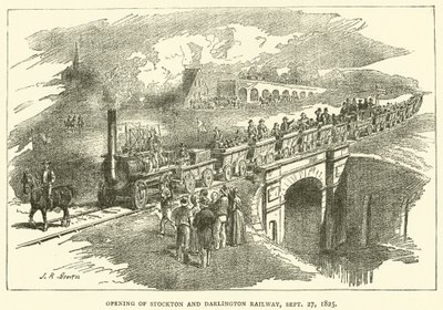 Opening of Stockton and Darlington Railway, 27 September 1825 by J.R. Brown