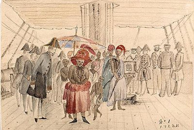 West African Chiefs on board a Naval Vessel, c.1850 by J.T.C. Webb