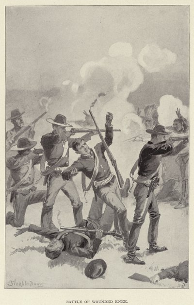 Battle of Wounded Knee by J. (after) Steeple Davis