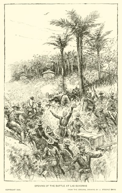 Opening of the Battle at Las Guasimas by J. (after) Steeple Davis